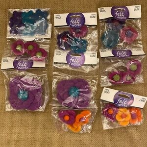 Felt Works Flowers Lot Bulk for crafting 100% Wool